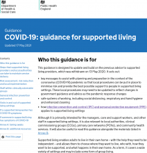 COVID-19: guidance for supported living [Updated 17th May 2021]